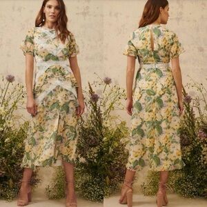 HOPE & IVY Spring Rose Midi Dress Lace Panel Floral Size 20 (Plus) NWT